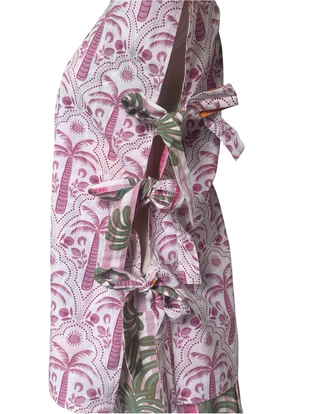Cocolillys Reversible 100% Cotton Palm Print Tie Side Top & Shorts Set Size L - Picture 8 of 9